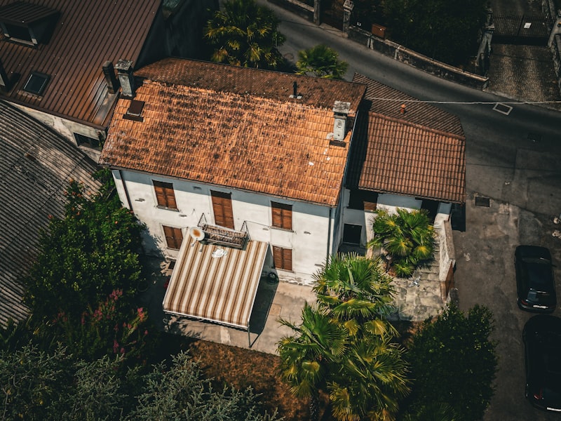 Aerial inspection view of a tiled Miami roof